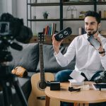 Tech influencer video blogging