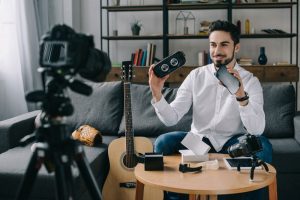 Tech influencer video blogging
